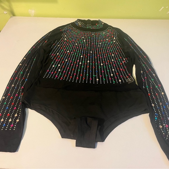 Beaded sequins body suit xlarge see through zip back - Picture 8 of 9